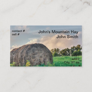 Mountain pasture hay bale business card