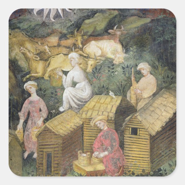 Mountain pastures square sticker (Front)