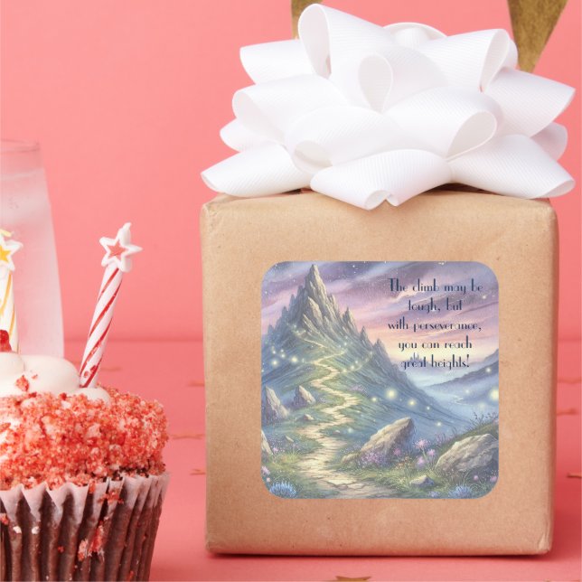 Mountain Path & Quote  Square Sticker (Party)