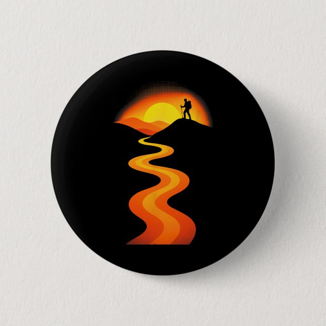 Mountain Path Sunset - Rock Climbing Adventure The 6 Cm Round Badge (Front)