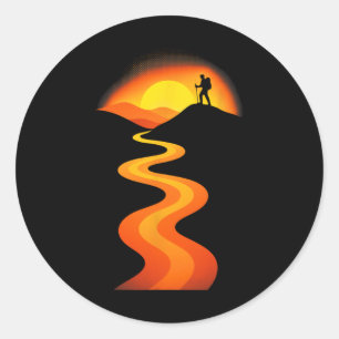 Mountain Path Sunset - Rock Climbing Adventure The Classic Round Sticker