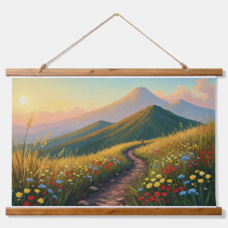 Mountain Pathway in Wildflower Meadow - Golden Hou Hanging Tapestry