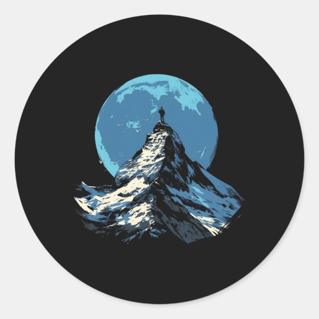 Mountain Peak Adventure Design - Climbing And Hiki Classic Round Sticker (Front)