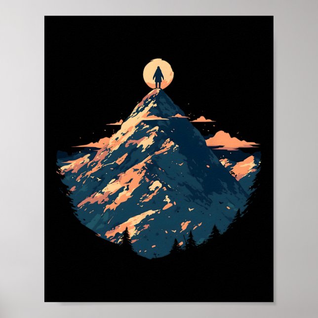 Mountain Peak Climbing Adventure Design - Hiking A Poster (Front)
