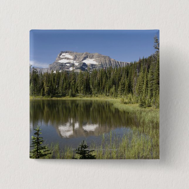 Mountain Peak Reflected In A Lake 15 Cm Square Badge (Front)