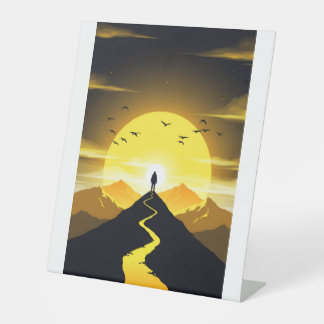 Mountain Peak Silhouette with a winding. Pedestal Sign