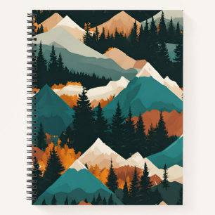 Mountain Peaks And Trees Notebook