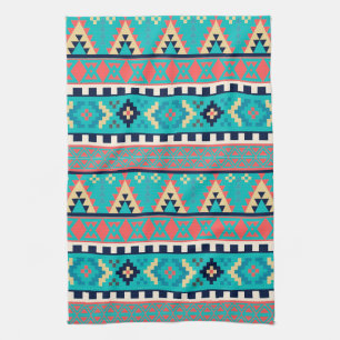 Mountain Peaks Geometric Tribal Pattern Tea Towel