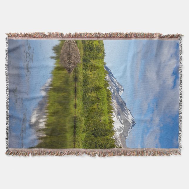 Mountain Peaks Reflect Into A Beaver Pond Throw Blanket (Front)