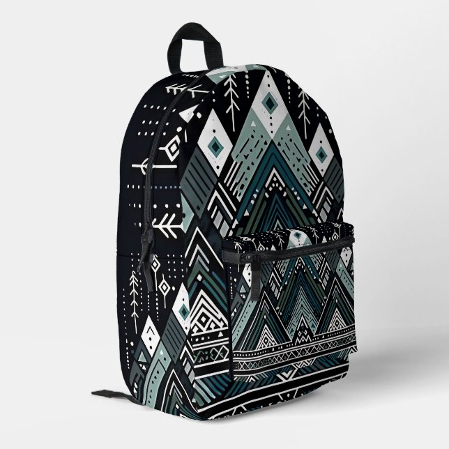 Mountain Peaks Tribal Geometric Backpack (Back Corner Left)