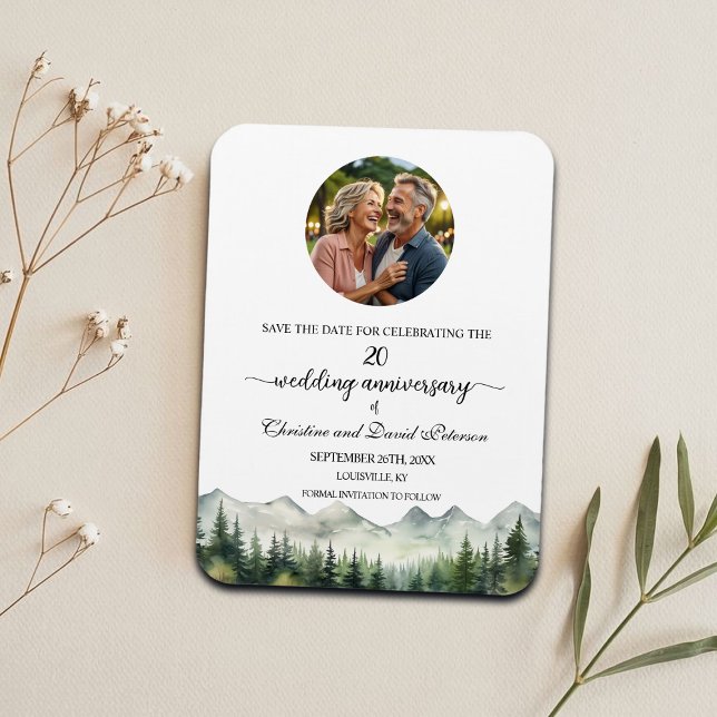 Mountain Pine 20 Wedding Anniversary Save the Date Magnet (Creator Uploaded)