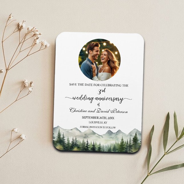 Mountain Pine 3 Wedding Anniversary Save the Date Magnet (Creator Uploaded)