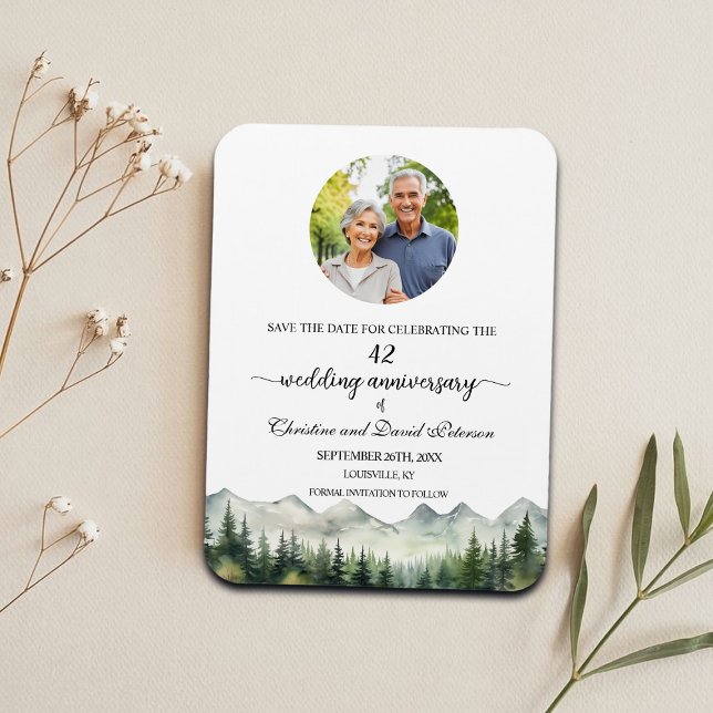 Mountain Pine 42 Wedding Anniversary Save the Date Magnet (Creator Uploaded)
