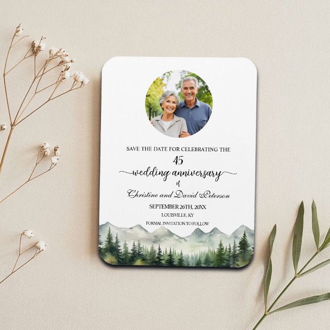 Mountain Pine 45 Wedding Anniversary Save the Date Magnet (Creator Uploaded)