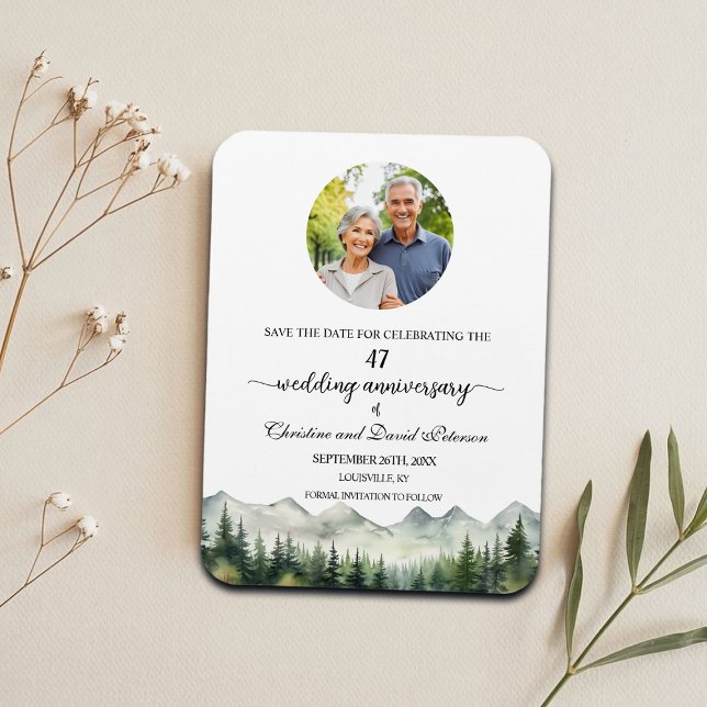 Mountain Pine 47 Wedding Anniversary Save the Date Magnet (Creator Uploaded)