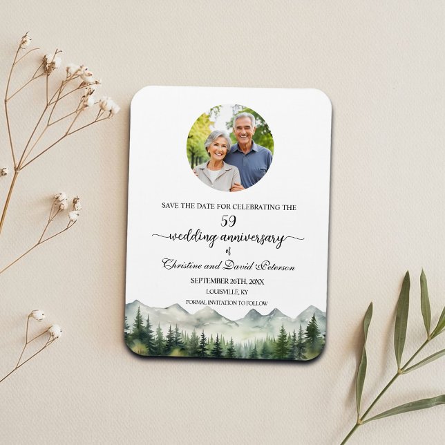 Mountain Pine 59 Wedding Anniversary Save the Date Magnet (Creator Uploaded)
