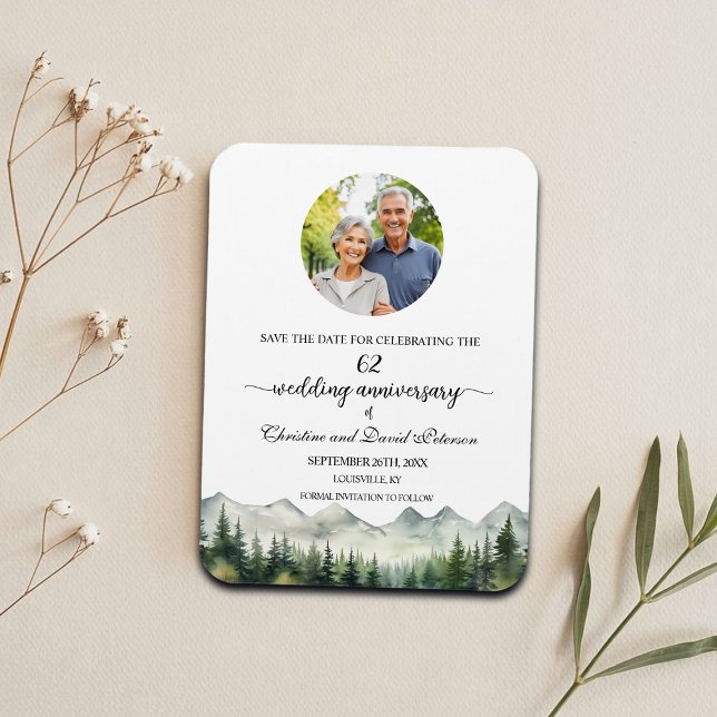 Mountain Pine 62 Wedding Anniversary Save the Date Magnet (Creator Uploaded)
