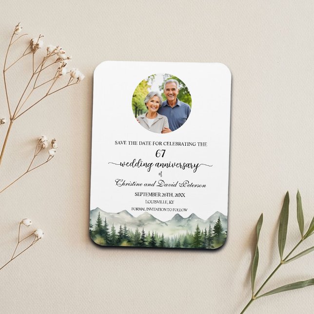 Mountain Pine 67 Wedding Anniversary Save the Date Magnet (Creator Uploaded)