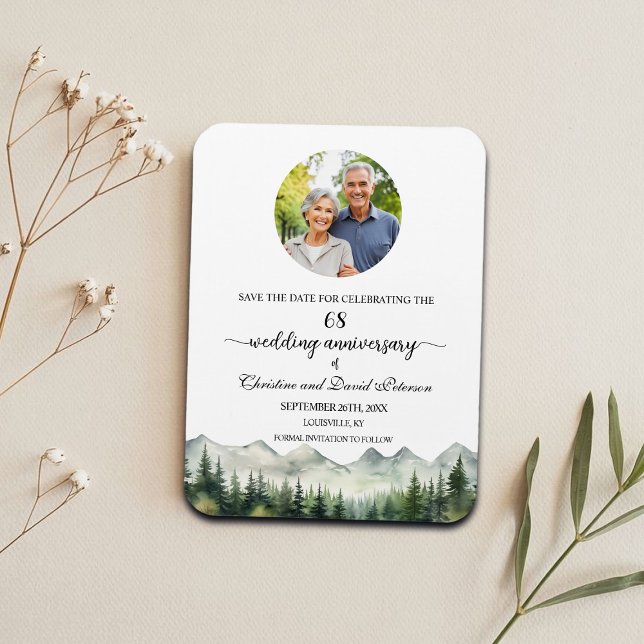 Mountain Pine 68 Wedding Anniversary Save the Date Magnet (Creator Uploaded)