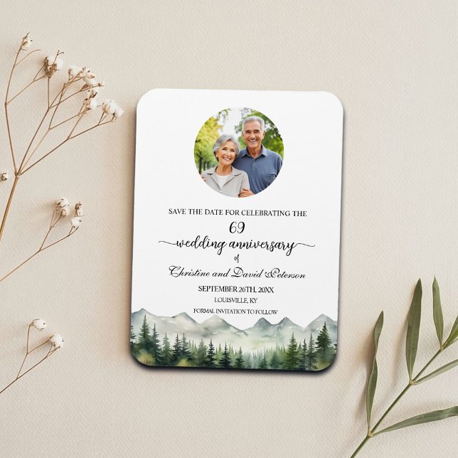 Mountain Pine 69 Wedding Anniversary Save the Date Magnet (Creator Uploaded)