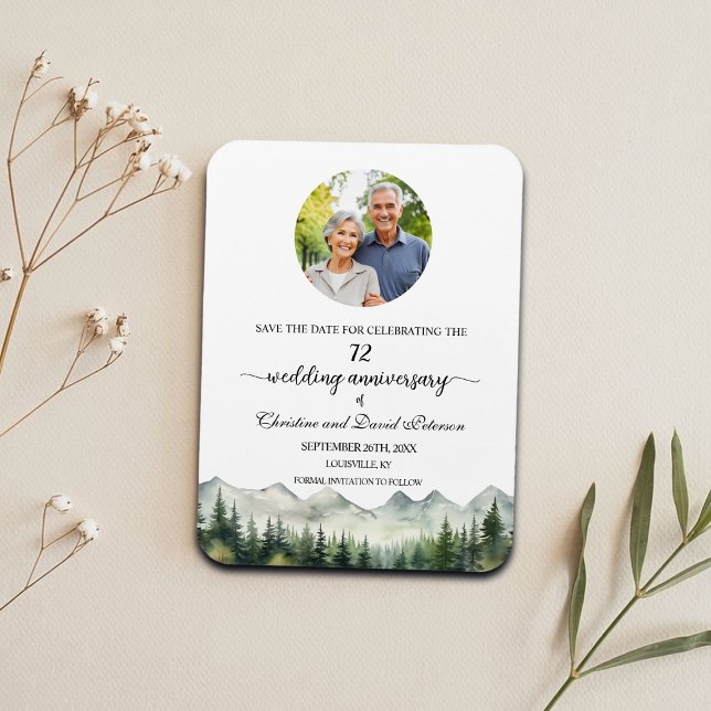 Mountain Pine 72 Wedding Anniversary Save the Date Magnet (Creator Uploaded)