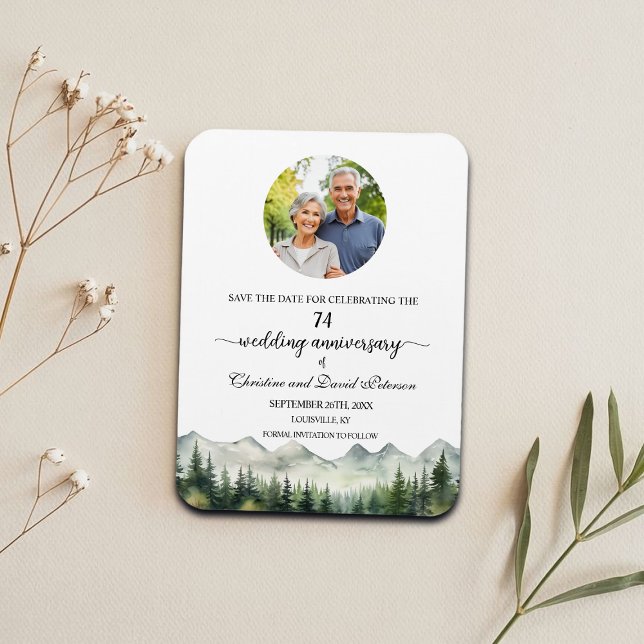 Mountain Pine 74 Wedding Anniversary Save the Date Magnet (Creator Uploaded)
