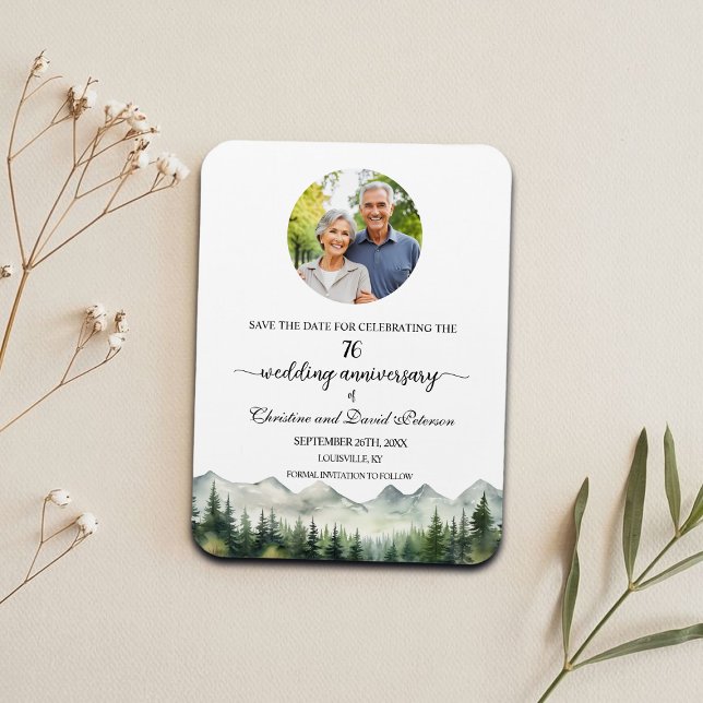 Mountain Pine 76 Wedding Anniversary Save the Date Magnet (Creator Uploaded)