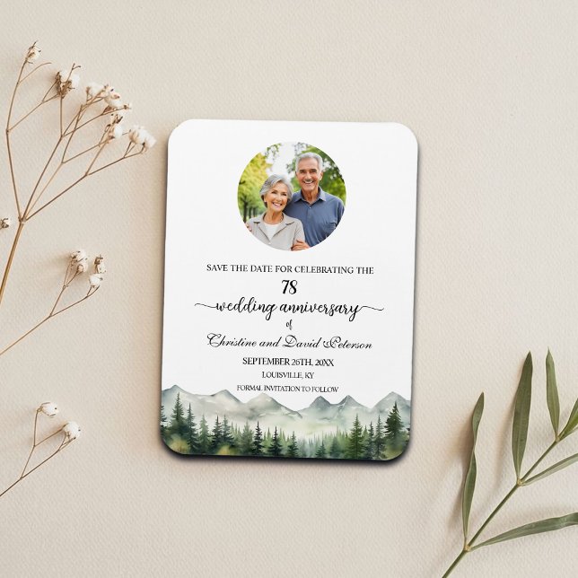 Mountain Pine 78 Wedding Anniversary Save the Date Magnet (Creator Uploaded)