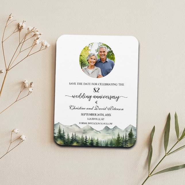 Mountain Pine 82 Wedding Anniversary Save the Date Magnet (Creator Uploaded)