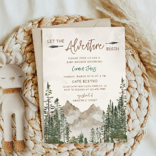 Mountain Pine Baby Shower Green Nature Invitation