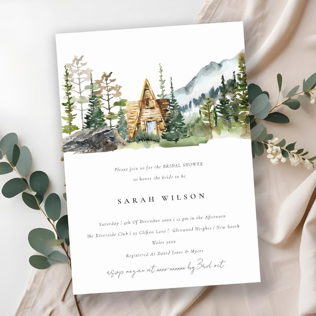 Mountain Pine Forest Cabin Bridal Shower Invite (Creator Uploaded)