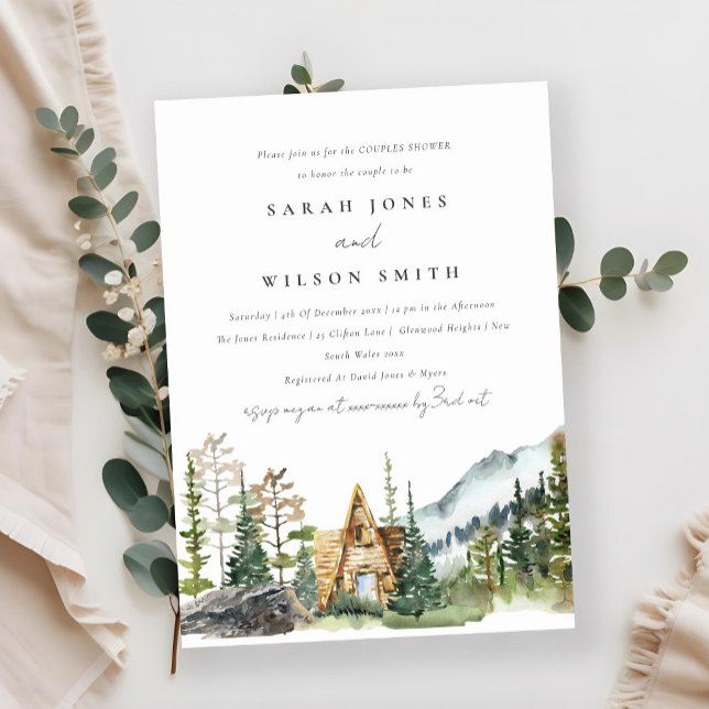 Mountain Pine Forest Cabin Couples Shower Invite (Creator Uploaded)