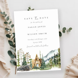 Mountain Pine Forest Cabin Save The Date Card