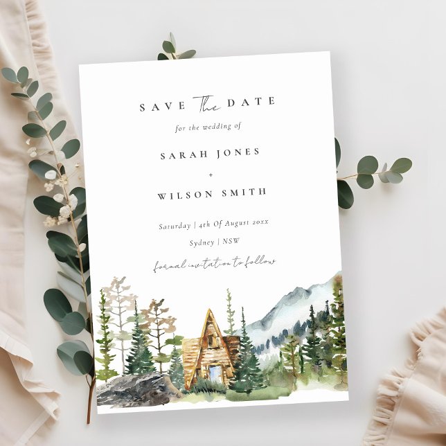 Mountain Pine Forest Cabin Save The Date Card (Creator Uploaded)