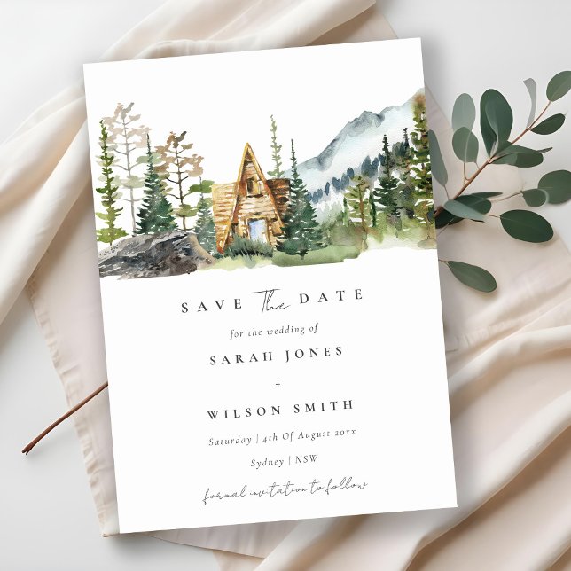 Mountain Pine Forest Cabin Save The Date Card (Creator Uploaded)