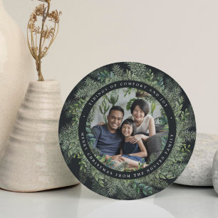 Mountain Pine   Round Holiday Photo Card