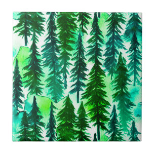 Mountain Pine Tree Forest Ceramic Tile