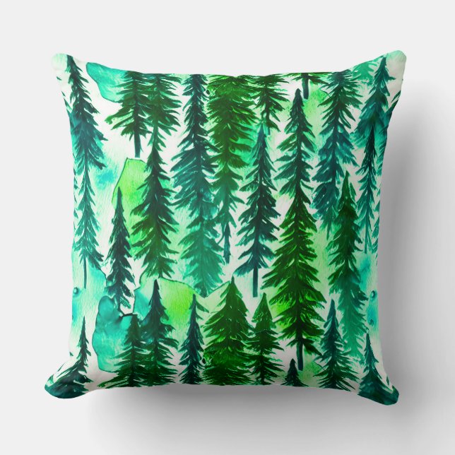 Mountain Pine Tree Forest Cushion (Front)