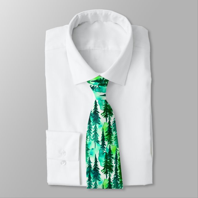 Mountain Pine Tree Forest  Tie (Tied)