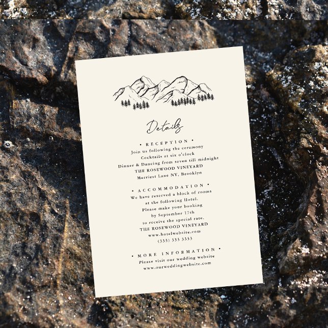 Mountain Pine Tree Minimalist Outdoor Wedding Enclosure Card (Creator Uploaded)