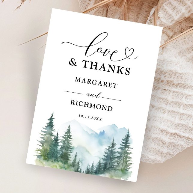 Mountain Pine Tree Rustic Thank You Cards (Creator Uploaded)
