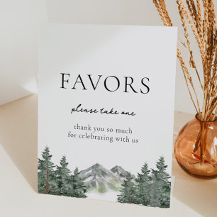 Mountain Pine Tree Wedding Favours Sign