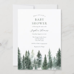 Mountain Pine Trees Baby Shower Invitation