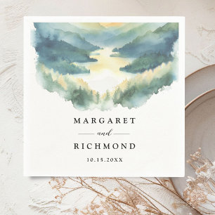 Mountain Pine Trees Boho Rustic Wedding Paper Napkin