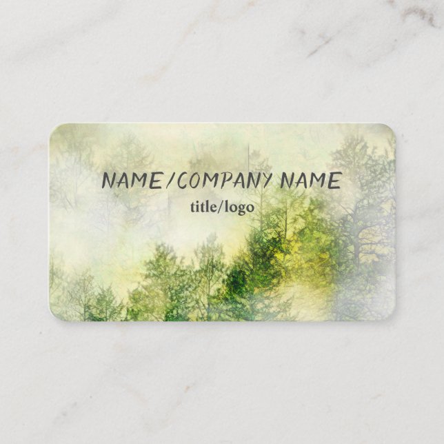 mountain pine trees fog nature photo art business card (Front)