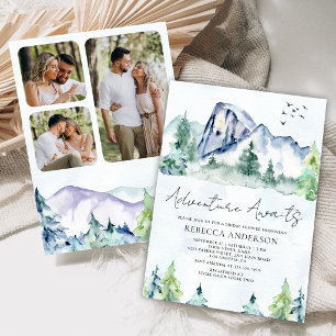 Mountain Pine Trees Forest Photo Bridal Shower Invitation