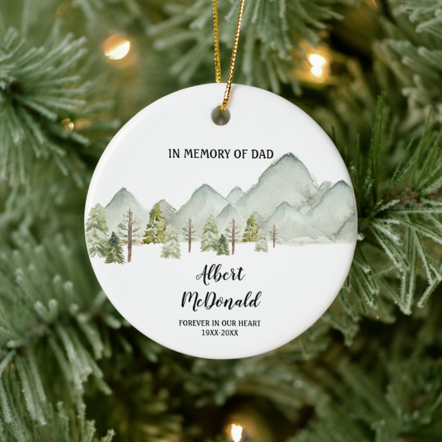 Mountain Pine Trees In Memory of Dad Christmas Ceramic Ornament (Tree)