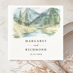 Mountain Pine Trees Rustic Wedding Paper Napkin
