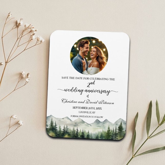 Mountain Pine Wedding Anniversary Save the Date Magnet (Creator Uploaded)