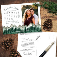 Mountain & Pine Wedding Calendar Photo Save Date